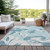 5' X 8' Teal Blue Aqua And Ivory Floral Washable Indoor Outdoor Area Rug Transitional Style - Teal Blue, Aqua, Ivory Color