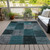 5' X 8' Teal Blue Aqua And Charcoal Patchwork Washable Indoor Outdoor Area Rug