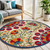 4' Navy Blue Beige Green Blue And Red Round Floral Indoor Outdoor Area Rug - Navy Blue, Beige, Green, Blue, Red