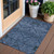 3' X 5' Navy Blue And Denim Blue Floral Washable Indoor Outdoor Area Rug Transitional Style - Navy Blue, Denim Blue Color