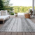 5' X 8' Gray And Ivory Striped Washable Indoor Outdoor Area Rug