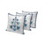 Set of Three 16" Blue and Off White Botanical Indoor Outdoor Throw Pillow Cover and Insert Polyester