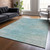 5' X 8' Aqua Teal Blue And Gray Abstract Washable Indoor Outdoor Area Rug