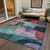 3' X 5' Green Purple And Blue Abstract Washable Indoor Outdoor Area Rug