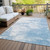 5' X 8' Sky Blue Denim Blue And Silver Abstract Washable Indoor Outdoor Area Rug