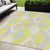 5' X 8' Yellow Mint Green And Beige Ogee Washable Indoor Outdoor Area Rug