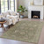 5' X 8' Olive Green And Rust Floral Washable Indoor Outdoor Area Rug