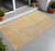 3' X 5' Yellow and Orange Striped Washable Non Skid Indoor Outdoor Area Rug