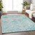 5' X 8' Teal Blue And Pink Floral Medallion Washable Indoor Outdoor Area Rug