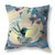 18" X 18" Blue and Yellow Bird Blown Seam Floral Indoor Outdoor Throw Pillow Polyester and Cotton Blend