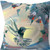 18" X 18" Blue and Yellow Bird Blown Seam Floral Indoor Outdoor Throw Pillow Polyester and Cotton Blend