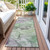 8' Runner Green Abstract Washable Non Skid Indoor Outdoor Runner Rug