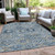3' X 5' Denim Blue And Gold Floral Medallion Washable Indoor Outdoor Area Rug