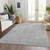 5' X 8' Gray Silver And Ivory Floral Washable Indoor Outdoor Area Rug
