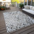 5' X 8' Silver Gray And Charcoal Abstract Washable Indoor Outdoor Area Rug