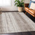 3' X 5' Taupe And Ivory Striped Washable Indoor Outdoor Area Rug
