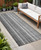 8' Runner Gray Striped Washable Non Skid Indoor Outdoor Runner Rug - 608219369903