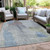 5' X 8' Denim Blue And Gray Abstract Washable Indoor Outdoor Area Rug - Denim Blue, Gray