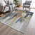 5' X 8' Navy Blue And Gold Abstract Washable Indoor Outdoor Area Rug