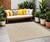 5' Ivory And Gold Square Abstract Indoor Outdoor Area Rug