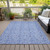 5' X 8' Navy Blue And Denim Blue Floral Washable Indoor Outdoor Area Rug