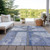 5' X 8' Denim Blue And Gray Geometric Washable Indoor Outdoor Area Rug