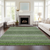 5' X 8' Green And Ivory Striped Washable Indoor Outdoor Area Rug