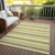 5' X 8' Khaki Yellow and Gray Striped Washable Non Skid Indoor Outdoor Area Rug