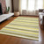 5' X 8' Khaki Yellow and Gray Striped Washable Non Skid Indoor Outdoor Area Rug