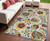 4' X 6' Ivory Red Green Blue And Yellow Floral Indoor Outdoor Area Rug