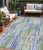 5' X 8' Sky Blue And Fern Green Striped Washable Indoor Outdoor Area Rug