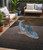 5' X 8' Brown And Denim Blue Animal Print Washable Indoor Outdoor Area Rug
