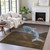 5' X 8' Brown And Denim Blue Animal Print Washable Indoor Outdoor Area Rug