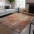 5' X 8' Orange Beige And Taupe Striped Washable Indoor Outdoor Area Rug