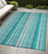 5' X 8' Teal and Gray Striped Washable Non Skid Indoor Outdoor Area Rug