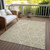 5' X 8' Tan Ivory And Green Abstract Washable Indoor Outdoor Area Rug