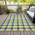 3' X 5' Yellow Blue And Beige Plaid Washable Indoor Outdoor Area Rug