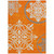 3' X 5' Orange Gray And Ivory Floral Medallion Washable Indoor Outdoor Area Rug