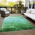 3' X 5' Green And Teal Blue Striped Washable Indoor Outdoor Area Rug