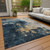 5' X 8' Blue Gray And Gold Abstract Washable Indoor Outdoor Area Rug - 608219093525