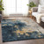 5' X 8' Blue Gray And Gold Abstract Washable Indoor Outdoor Area Rug - 608219093525