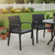 Set of Two Black Faux Rattan Heavy Duty Plastic Outdoor Stacking Arm Chairs - 608219143107