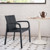 Set of Two Black Faux Rattan Heavy Duty Plastic Outdoor Stacking Arm Chairs
