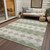 5' X 8' Artichoke Green Ivory And Beige Geometric Washable Indoor Outdoor Area Rug