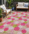5' X 8' Pink Green And Ivory Polka Dot Washable Indoor Outdoor Area Rug