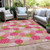 5' X 8' Pink Green And Ivory Polka Dot Washable Indoor Outdoor Area Rug