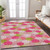 5' X 8' Pink Green And Ivory Polka Dot Washable Indoor Outdoor Area Rug