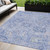 5' X 8' Sky Blue Ivory And Gray Damask Washable Indoor Outdoor Area Rug