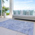 5' X 8' Sky Blue Ivory And Gray Damask Washable Indoor Outdoor Area Rug