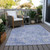 5' X 8' Sky Blue Ivory And Gray Damask Washable Indoor Outdoor Area Rug